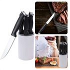 Cheqo® Set van 6 RVS Steakmessen - Vleesmessen - Steak Mes Set - Met Kunststof Houder Steakmessen