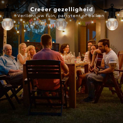 Cheqo® XL Lichtsnoer - Fairy Lights - Lichtslinger voor Binnen en Buiten - Kerst Verlichting - Tuinverlichting - Feestverlichting - Met Timer - Op Batterijen - 10 LED Bolletjes - 5.5 Meter Lichtsnoeren