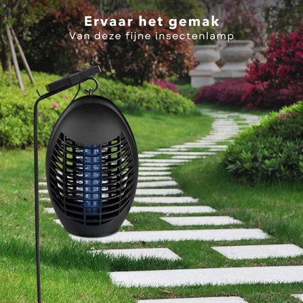 Cheqo® Insectenlamp - Muggenlamp - Insectendoder - Vliegenlamp - Kunststof - 1.5m Snoer - 23cm Hoogte - 220-240V, 50Hz - 1W Vermogen Insectenlampen