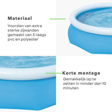 Cheqo® Fast-Pool - Opblaasbaar Zwembad - Zwembad - Opblaasbad - 305cm x 76cm - Met Tritech-zijwanden, 3-laags Heavy Duty PVC & Polyester - Eenvoudig te plaatsen, Snel & Simpel op te zetten in 10 minuten - 3.638L Waterinhoud Opblaas Zwembad