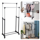 Cheqo® Mobiel Dubbel Kledingrek op Wielen - Verrijdbaar Kledingrek - 86x42x170cm - Garderobekast - Kapstok - Verstelbare Hoogte Kledingrek