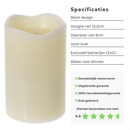 Cheqo® LED-Kaars met Laserfunctie - 12.5cm - Flakkerlamp & Laser - Op Batterijen - Veilig - Beweegbare Vlam - Realistische Nep Kaars - Theelichtje - Horeca Kaarsen - Waxinelichtjes - Wax Kaarsen - Kerstverlichting - Sfeerverlichting led kaarsen
