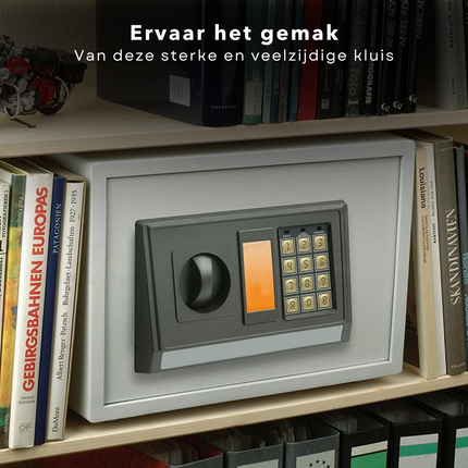 Cheqo® Digitale Elektronische Kluis - Muurbevestiging - Perfect voor het opbergen van Documenten, Sieraden & Waardevolle Spullen - 2mm RVS Buitenschaal - Verstevigd met Ronde Bouten - Toegangscode - Noodbediening via Sleutel - Montageset - 35x25x25cm Kluis