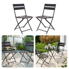 Cheqo® Bistrostoelen - Set van 2 - Tuinstoelen - Bistroset Stoelen - Geheel Opklapbaar - Aluminium - Zithoogte 49cm - Hoogte 83cm -  Donkergrijs Bistroset
