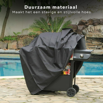 Cheqo® Afdekhoes BBQ - Cilindervormige BBQ - Barbecue Hoes - 95x60xh85cm - Zwart - Polyester - Incl. Opbergzak met Rits Barbecuehoezen