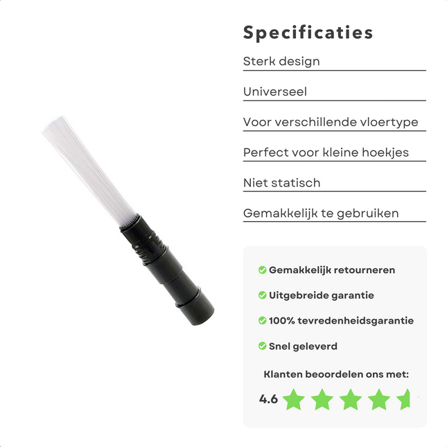Cheqo® Universele Stofzuigerborstel - Autostofzuiger - 32 cm - Universeel - Voor Stofzuigers - Borstel - Accessoire Stofzuigeraccessoires