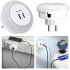 Cheqo® Automatische Nachtlamp met USB-Lader - Nachtlampje - Stekkerlamp - 4 LED's - Aan/Uit Knop Stekkerlamp