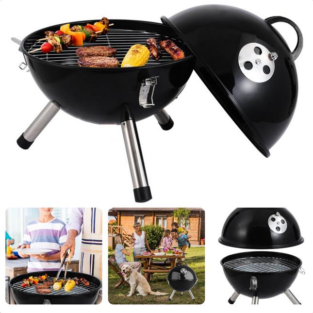 Cheqo® Luxe Kogelbarbecue - Houtskool BBQ - Houtskoolbarbecue - Ø31cm - Zwart BBQ