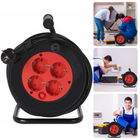 Cheqo® Kabelhaspel 15m - Haspel - Verlengsnoer - 4 Stopcontacten - IP20 - 3x1.5mm2 - Randaarde - Kinderbeveiliging - Thermische Beveiliging - Ergonomisch Handvat - 3000W Max. Vermogen - 1000W Max. Vermogen - Alleen Binnenshuis. Kabelhaspels