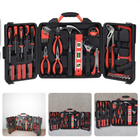 Cheqo® 76-delige Gereedschapset - Gereedschap Set - Schroevendraaiers, Bits, Stiftsleutelset, Combinatietang, Klauwhamer, Rolbandmaat, Afbreekmes, Zaagbeugel, Doppen, Waterpas - 36x8x32cm Gereedschapskoffer Gereedschapsset