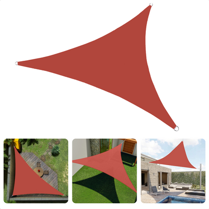 Cheqo® Schaduwdoek Driehoek - Terra Rood - Waterafstotend Polyester 100% - Compleet met Touw - Verpakt in Afsluitbare Draagzak - 360x360x360cm Schaduwdoek