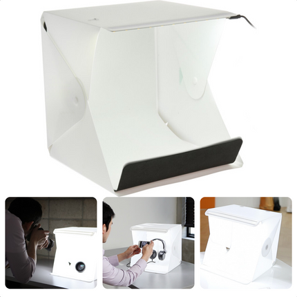Cheqo® Professionele Fotostudio Box met LED - Lightbox - Productfotografie - Fototent - 20 Lampjes - USB-Ingang - 22,6x23x24cm - Compacte Ruimte voor Heldere Foto's Fotostudio
