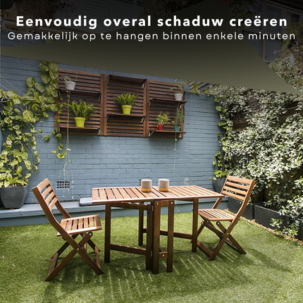 Cheqo® Schaduwdoek Driehoek - Olijfgroen - Waterafstotend Polyester 100% - Compleet met Touw - Verpakt in Afsluitbare Draagzak - 3x3x3m Schaduwdoek