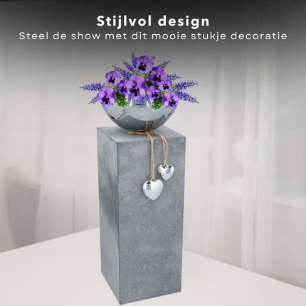 Cheqo® Decoratieve Plantenbak - Plantenschaal - 40cm - Schaal - Betonlook - 2 Harten - Voor Tuin, Balkon & Terras Plantenschaal