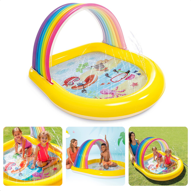 Cheqo® Kinderbadje - Zwembad - Speelcentrum - Kinder Zwembad - Speelbadje - Watersproeier - 147x130x86cm - Met Reparatiesetje Opblaas Zwembad