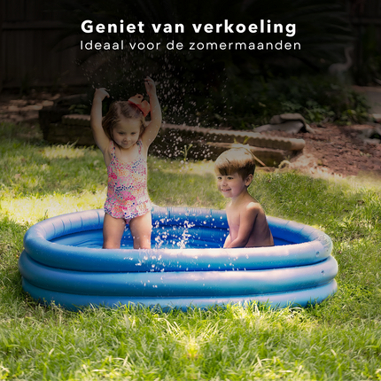 Cheqo® 3-Rings Kinder Zwembad - Kinderbad - Opblaasbad - Opblaaszwembad voor Kinderen - 114cm - 25cm - Kinderbad - 3 Luchtkamers - Met Opbergzak Opblaas Zwembad
