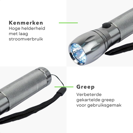 Cheqo® PRO Zaklamp - Xenon & 3 LED's - Hoge Lichtsterkte - Verstelbare Lichtbundel - Met Batterijen Zaklamp