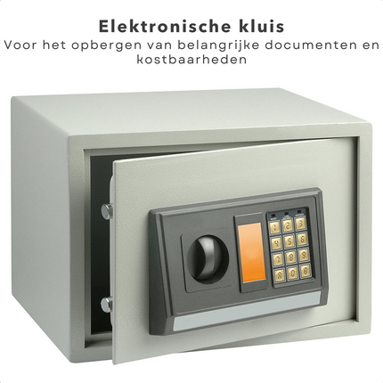 Cheqo® Digitale Elektronische Kluis - Muurbevestiging - Perfect voor het opbergen van Documenten, Sieraden & Waardevolle Spullen - 2mm RVS Buitenschaal - Verstevigd met Ronde Bouten - Toegangscode - Noodbediening via Sleutel - Montageset - 35x25x25cm Kluis