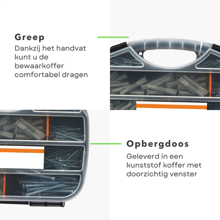 Cheqo® XXL 321-delige Schroeven- en Pluggenset in Koffer - Pluggen Set - Schroeven Set in Gereedschapskoffer Pluggenset