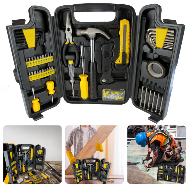 Cheqo® XL Gereedschapskoffer - Toolbox - Gereedschapskist - Handgereedschap - Met Klauwhamer, Tang, Schroevendraaiers en meer! - 142-delig Gereedschapsset