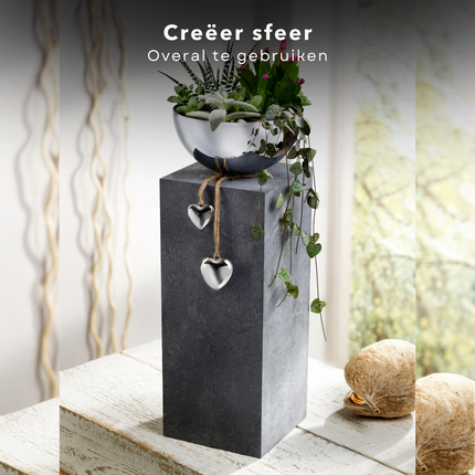 Cheqo® Decoratieve Plantenbak - Plantenschaal - 40cm - Schaal - Betonlook - 2 Harten - Voor Tuin, Balkon & Terras Plantenschaal