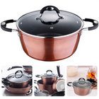 Cheqo® Kookpan voor Inductie - Ø 20cm x 9.5cm - 2.4 liter - Vervaardigd uit Gesmeed Aluminium - Krasvaste Marmer Coating - Soft Touch Handgrepen - PFOA-Vrij - Geen Lood - Geen Cadmium - Glazen Deksel - Vaatwasmachine Bestendig Kookpan