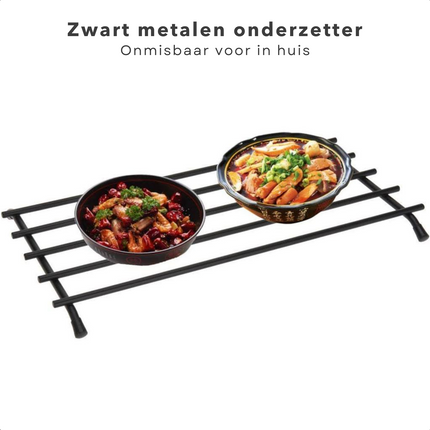 Cheqo® Pannenonderzetter - Panonderzetter - Pannen Onderzetter - Staal - Rechthoek 35x20cm - Met Bescherm Pootjes Panonderzetters
