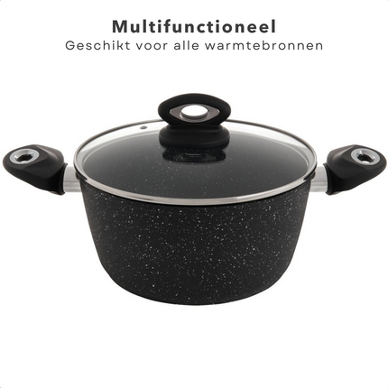 Cheqo® Braadpan Inductie - Ø24cm - 3mm Dikte - Soft Touch Handvat - 1.8kg - Alle Warmtebronnen - Vaatwasserbestendig - Pfoa Vrij - Non-Stick - Keramische Coating Braadpan