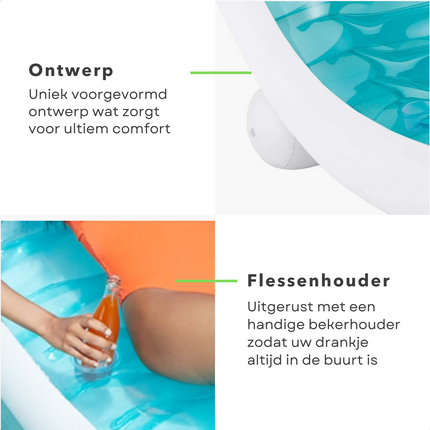 Cheqo® Opblaasbare Loungestoel - Opblaasbed voor Zwembad - Zwembad Bed - Luchtbed - 188x99cm - Max. 100kg Opblaasfiguren