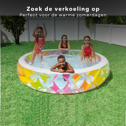 Cheqo® Opblaas Zwembad - Opblaasbad - 229x56cm - 840L - Extra Brede Randen - Compact Opvouwbaar - Leegloopventiel - Afvoer met Stop Opzetzwembaden