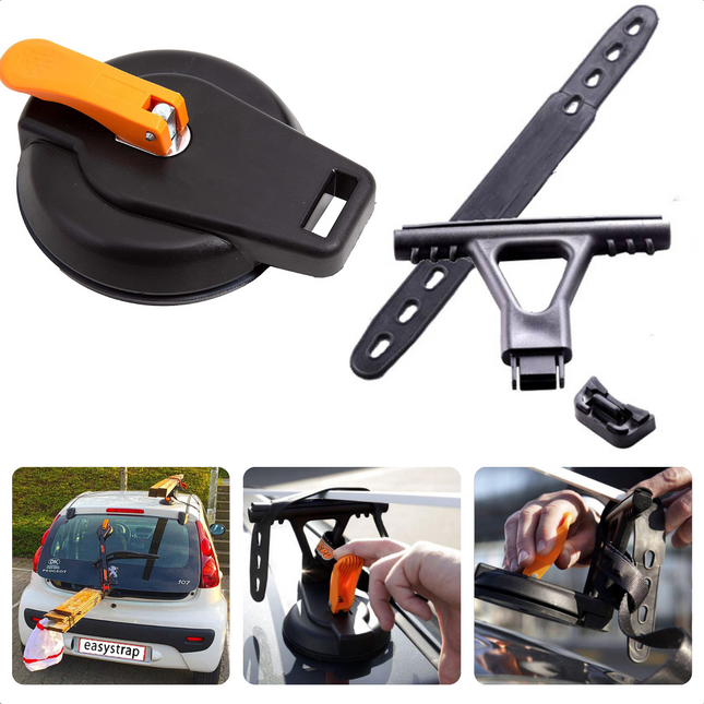 Cheqo® Zuignap Hanger - Voor Auto - Caravan - Boot - Camper - Spanband - Ophanghaak - Bindriem - Dakkoffer Alternatief Spanbanden