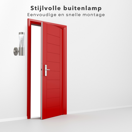 Cheqo® LED Wandlamp - RVS - Stijlvolle Buitenlamp - Tuinlamp - 3W - IP44 - 23.5cm - 220-240V - Zonder Stekker Wandlamp