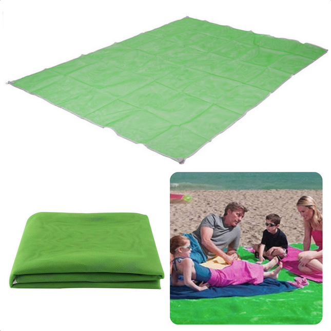 Cheqo® Strandmat - Zandvrij - Groen - 200x150cm - Outdoor - Camping - Picknick - Strand Picknickkleden