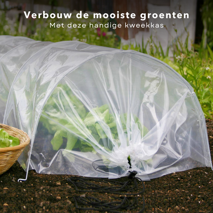Cheqo® Kweekkas Tunnel - Kweektunnel - Tuintunnel - 300 x 45 x 45 cm - Zonder Bodem - Met 6 Stalen Bogen Kweektunnel