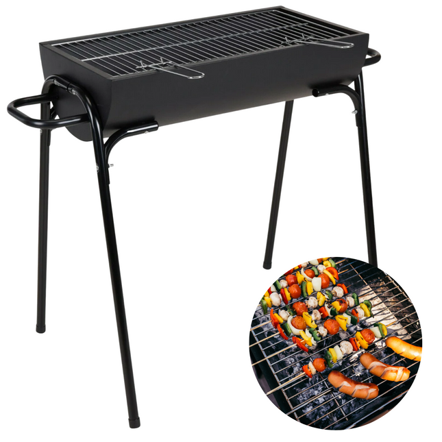 Cheqo® Houtskoolbarbecue - Barbecue Houtskool - BBQ - Half Cilinder - 88x50xH72cm - 60x29cm Grilloppervlak - Zwart Poedercoat - 6600g BBQ