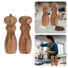 Cheqo® Peper- & Zoutmolen - Kruidenmolen - Peper en Zoutstel - Bamboe Set - 2 Stuks - Keramisch Maalwerk - 16 cm Hoog Peper- & Zoutstellen