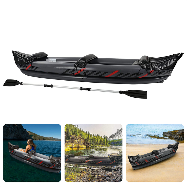 Cheqo® Opblaasbare Kayak - Kajak - 325 x 81 x 53 cm - Belastbaar tot 160 kg - Met Aluminium Peddel & Repairkit Kayak