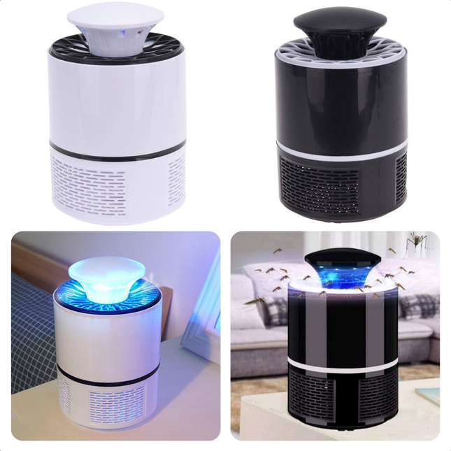 Cheqo® Elektrische Insectenbestrijder - Insectenlamp - Insectenvanger - Repellent - Vliegenverjager - Muggenlamp - Muggenvanger - 19x13cm - LED-lamp - 95cm USB-kabel - Zwart/Wit Insectenlampen