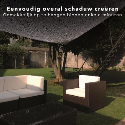 Cheqo® Schaduwdoek Camouflage - Camouflagenet - Camouflage Net - Buitennet - Driehoek 360x360x360cm - Olijfgroen - 210D Polyester - 3x 3.50m Touw - Met Afsluitbare Draagzak Schaduwdoek