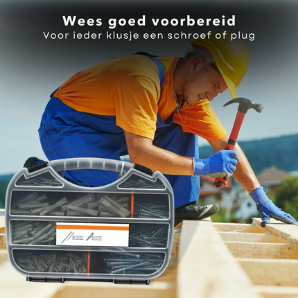 Cheqo® XXL 321-delige Schroeven- en Pluggenset in Koffer - Pluggen Set - Schroeven Set in Gereedschapskoffer Pluggenset