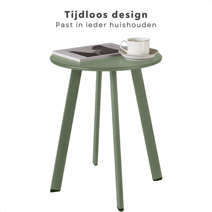 Cheqo® Tafel - Bijzettafel - Metaal (Gepoedercoat) - Mat Groen - 40 cm Diameter - 49 cm Hoogte - Max 50 kg Draagvermogen - 2,125 kg Gewicht Bijzettafel
