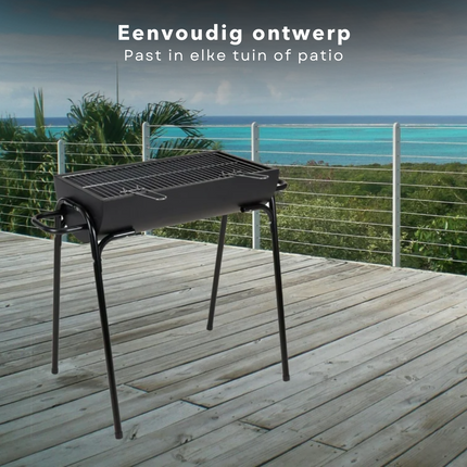 Cheqo® Houtskoolbarbecue - Barbecue Houtskool - BBQ - Half Cilinder - 88x50xH72cm - 60x29cm Grilloppervlak - Zwart Poedercoat - 6600g BBQ