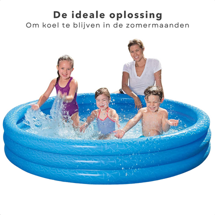 Cheqo® 3-Rings Zwembad - Opblaasbaar Zwembad - Opzetbad - Zwembad voor Kinderen - 147cm - 33cm - 3 Luchtkamers - Dubbelventielen -  Kinderbad Opblaas Zwembad