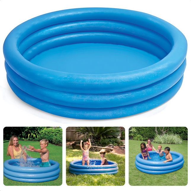 Cheqo® 3-Rings Kinder Zwembad - Kinderbad - Opblaasbad - Opblaaszwembad voor Kinderen - 114cm - 25cm - Kinderbad - 3 Luchtkamers - Met Opbergzak Opblaas Zwembad