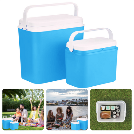 Cheqo® Koelbox Set - Koelboxen - 2 Stuks - 10L & 24L - 26x18x31cm & 39x24x39cm Koelbox