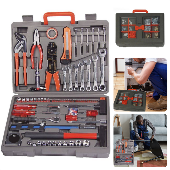 Cheqo® XXL Gereedschapset - 555 delig - Gereedschap Set in Gereedschapskist - Tangen, Messen, Zagen, Schroevendraaiers, Ring Steeksleutels & Meer Gereedschapsset