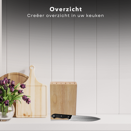 Cheqo® Messenset met Messenblok - Messen met Houten Blok - 6 Messen & Schaar - Messenset met Messenblok - Keukenmessen en Keukenschaar Messenblokken met messen