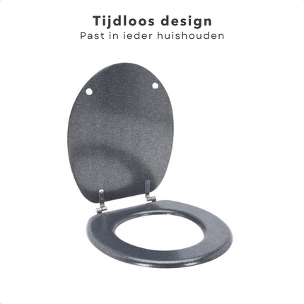 Cheqo® Toiletbril - WC Bril - 42.5x37cm - MDF-Hout - 18 inch - Zilverkleur - RVS Verbinding - 3.1kg WC-brillen