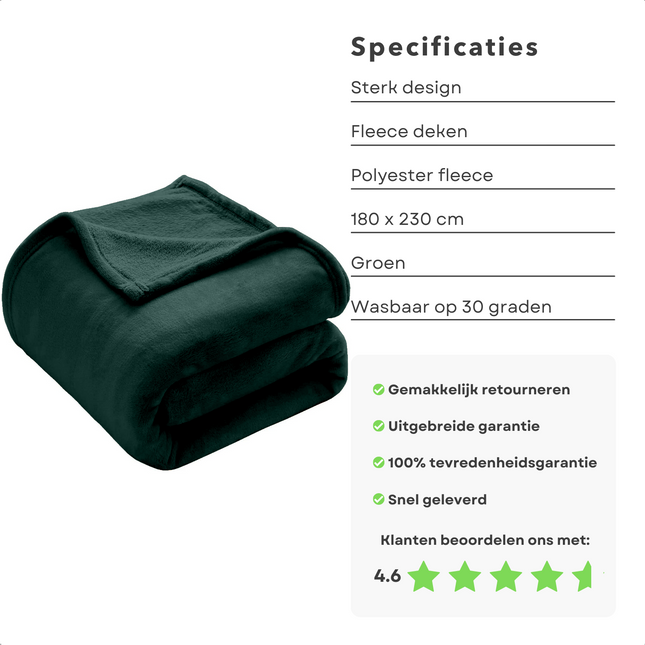 Cheqo® Fleece Deken - Fleece Plaid - Dekentje - 180x230cm - Voor de Koude Dagen - Polyester - Grijs - Bed & Bank Plaids