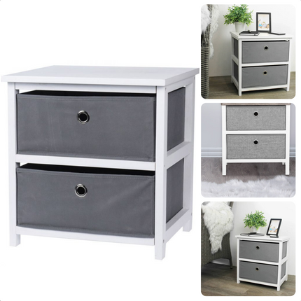 Cheqo® Opbergkastje - 2 Lades - Kastje - Nachtkastje - MDF - 45x40x30cm Opbergkast